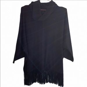 Black Faux Leather Fringe Boho Top Size XL